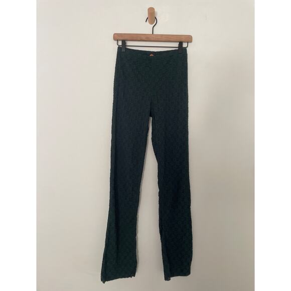 Free People Ona Lace Wide Leg Pants XS Green Crochet Boho Festival Flare - Picture 2 of 7